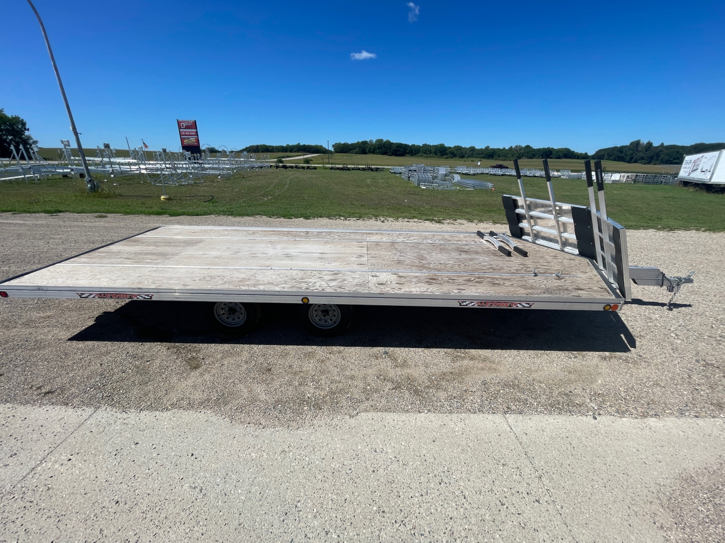 New 2024 22' V-FRONT SLEDBED 4-PLACE TANDEM AXLE SNOWMOBILE TRAILER w/SALT SHIELD by JB LUND