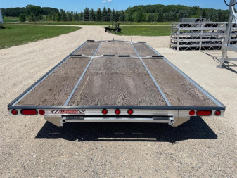 New 2025 20' V-FRONT SLEDBED 4-PLACE TANDEM AXLE SNOWMOBILE TRAILER by JB LUND