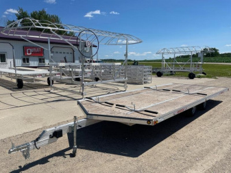New 2025 20' V-FRONT SLEDBED 4-PLACE TANDEM AXLE SNOWMOBILE TRAILER by JB LUND