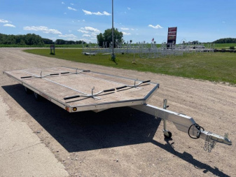 New 2025 20' V-FRONT SLEDBED 4-PLACE TANDEM AXLE SNOWMOBILE TRAILER by JB LUND