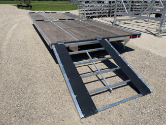 New 2025 20' V-FRONT SLEDBED 4-PLACE TANDEM AXLE SNOWMOBILE TRAILER by JB LUND
