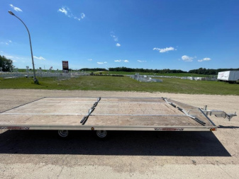 New 2025 20' V-FRONT SLEDBED 4-PLACE TANDEM AXLE SNOWMOBILE TRAILER by JB LUND
