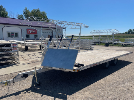 New 2024 22' V-FRONT SLEDBED 4-PLACE TANDEM AXLE SNOWMOBILE TRAILER w/SALT SHIELD by JB LUND