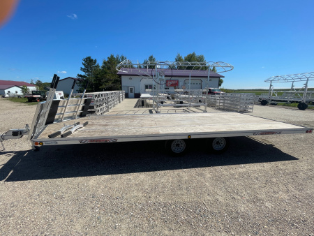 New 2024 22' V-FRONT SLEDBED 4-PLACE TANDEM AXLE SNOWMOBILE TRAILER w/SALT SHIELD by JB LUND