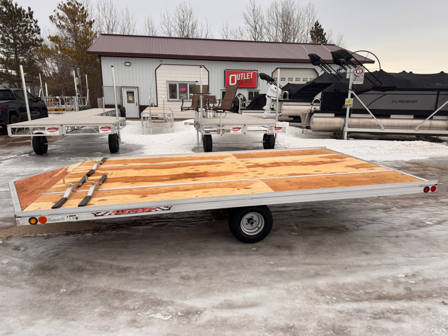 New 2026 14' V-FRONT SLEDBED 3-PLACE SNOWMOBILE TRAILER by JB LUND