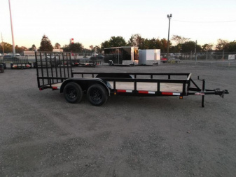 New 2025 Longhorn Trailers 83x14 Tandem Axle Utility Trailer / Lowboy Utility Trailer / 4ft Heavy Duty Ramp Gate / Electric Brakes / LED Lights