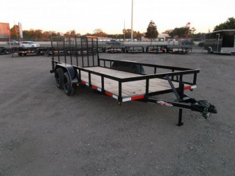 New 2025 LONGHORN TRAILERS 77x14 Tandem Axle Utility Trailer / Lowboy Utility Trailer / 4ft Ramp Gate / LED Lights