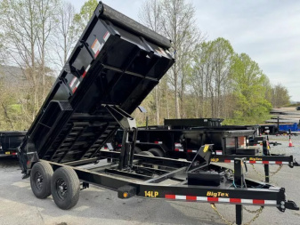New 2025 Big Tex 14LP-14  Dump Trailer 7X14 WITH TARP RAMPS & LOADING FEET SCISSOR LIFT