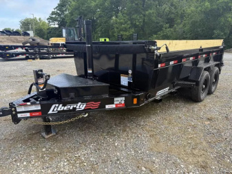New 2025 Liberty 7X14 Dump Trailer telescopic lift 7 GAUGE FLOOR WITH TARP AND RAMPS 15.4 K G.V.W.R.