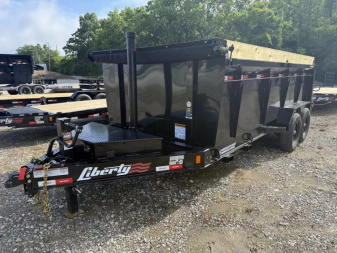 New 2025 Liberty 7X16 Dump Trailer telescopic lift 4’ SIDES 7 GAUGE FLOOR WITH TARP AND RAMPS 15.4 K G.V.W.R.