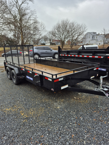 New 2025 SURE-TRAC STUSH8216-BP-070 Utility Trailer 7 X 16 STEEL HIGH SIDE 7K RATED TRAILER
