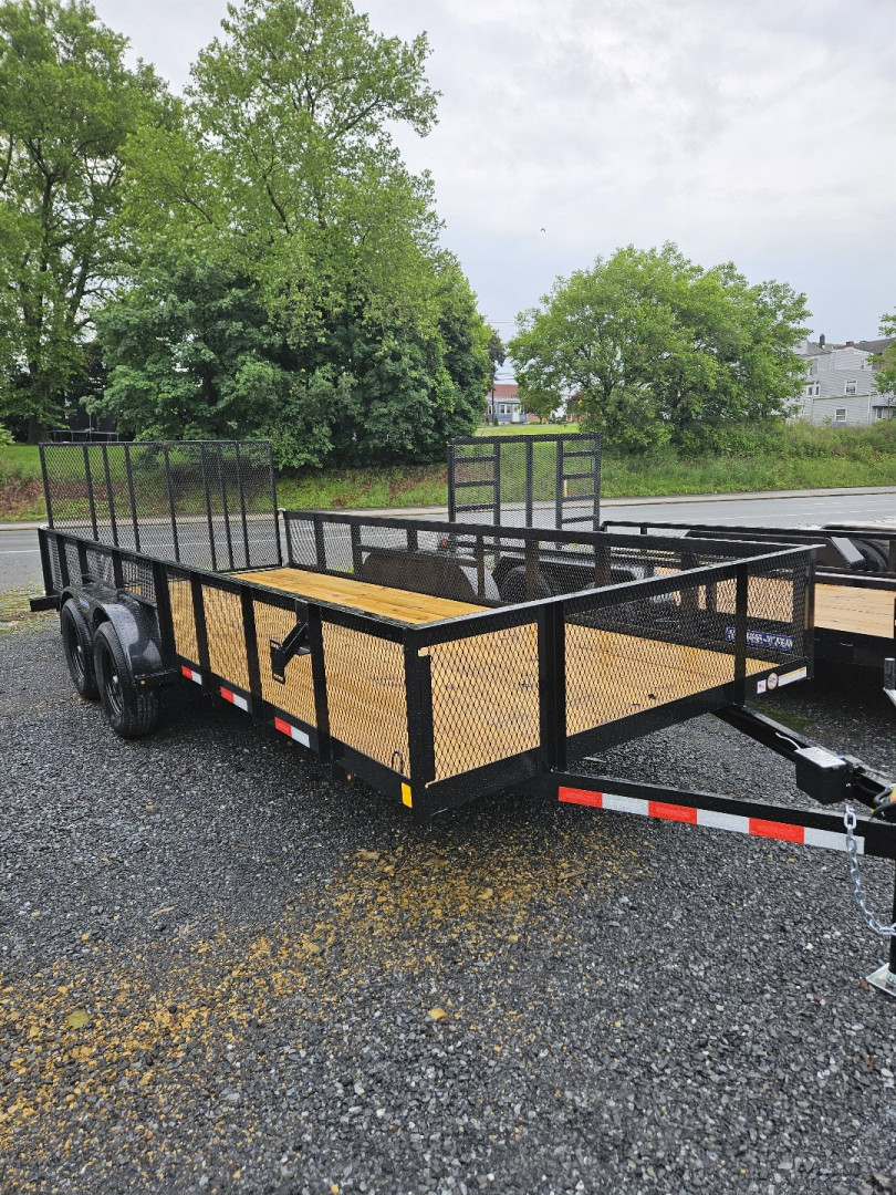 New 2025 TRIPLE CROWN TRAILERS 7' x 18' Utility Trailer 7K Rated with Mesh Sides