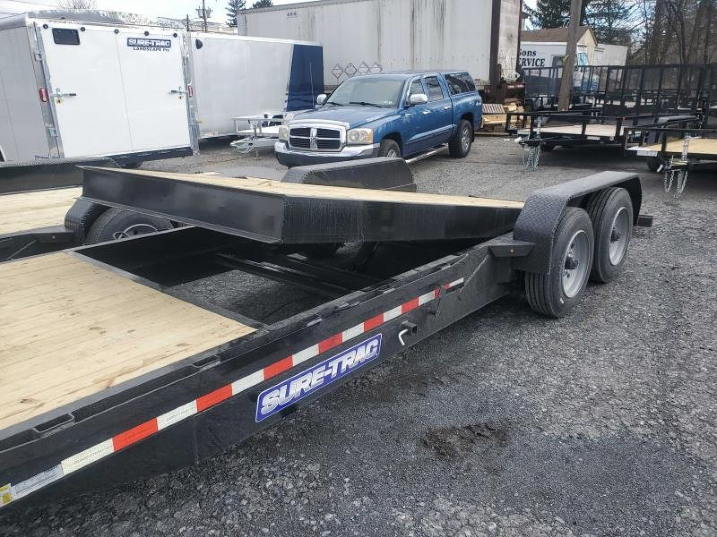 New 2023 Sure-Trac 7 x 18+4 Tilt Bed Equipment Trailer  16K