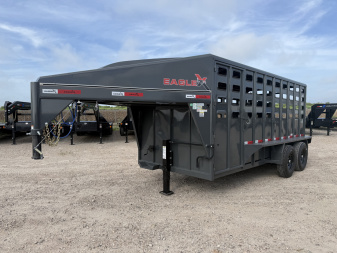 New 2026 Eagle X Trailers 6'8'' X 16' Gooseneck Cattle Trailer Rubber Floor 14 ply Stock / Stock Combo Trailer