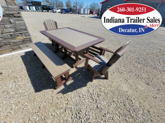 New Poly Complete 6ft Table w\/2 Benches & 2 Swivel Chairs