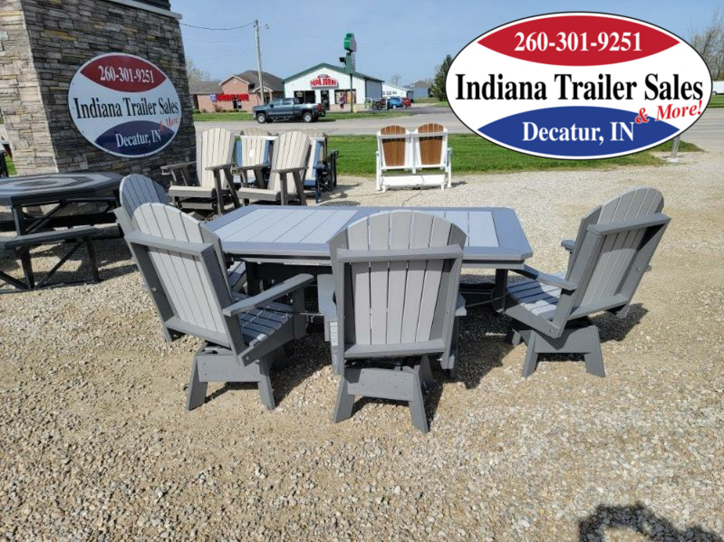 New Poly Furniture Complete 6ft Table w/1 Bench & 4 Swivel Chairs