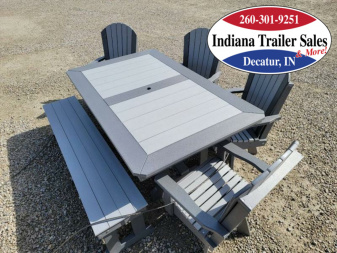 New Poly Furniture Complete 6ft Table w/1 Bench & 4 Swivel Chairs