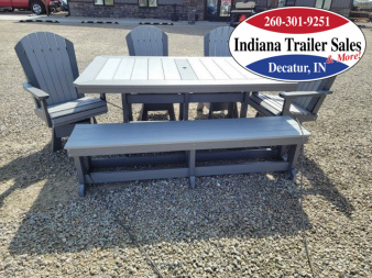 New Poly Furniture Complete 6ft Table w/1 Bench & 4 Swivel Chairs