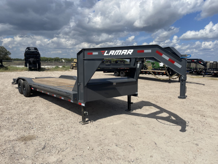 New 2026 Lamar Trailers 102X26 Gooseneck Lowboy Max Ramps 14K