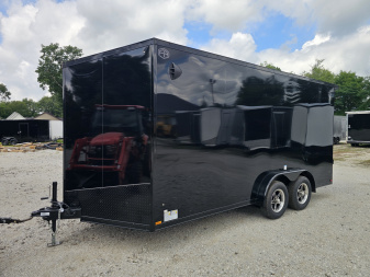 New 2026 US Cargo 7.5X16 7' TALL 080 POLYCOR BLACKOUT SCREWLESS ALUMINUM WHEELS SXS UTV GOLF CART ATV Cargo / Enclosed Trailer