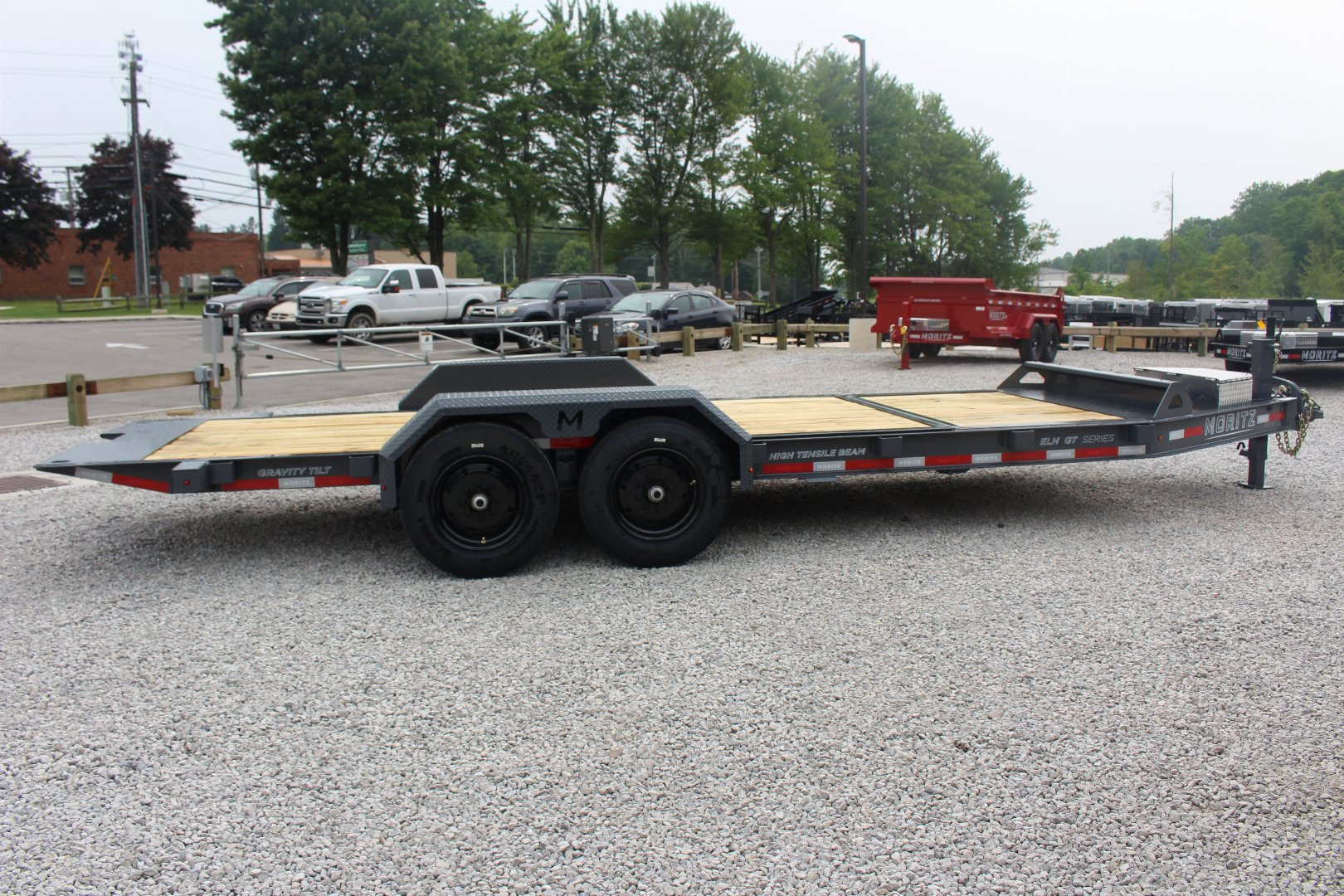 New 2025 Moritz 7' x 16' + 4' Low Pro - Gravity Tilt - Equipment Trailer - 16000# GVW