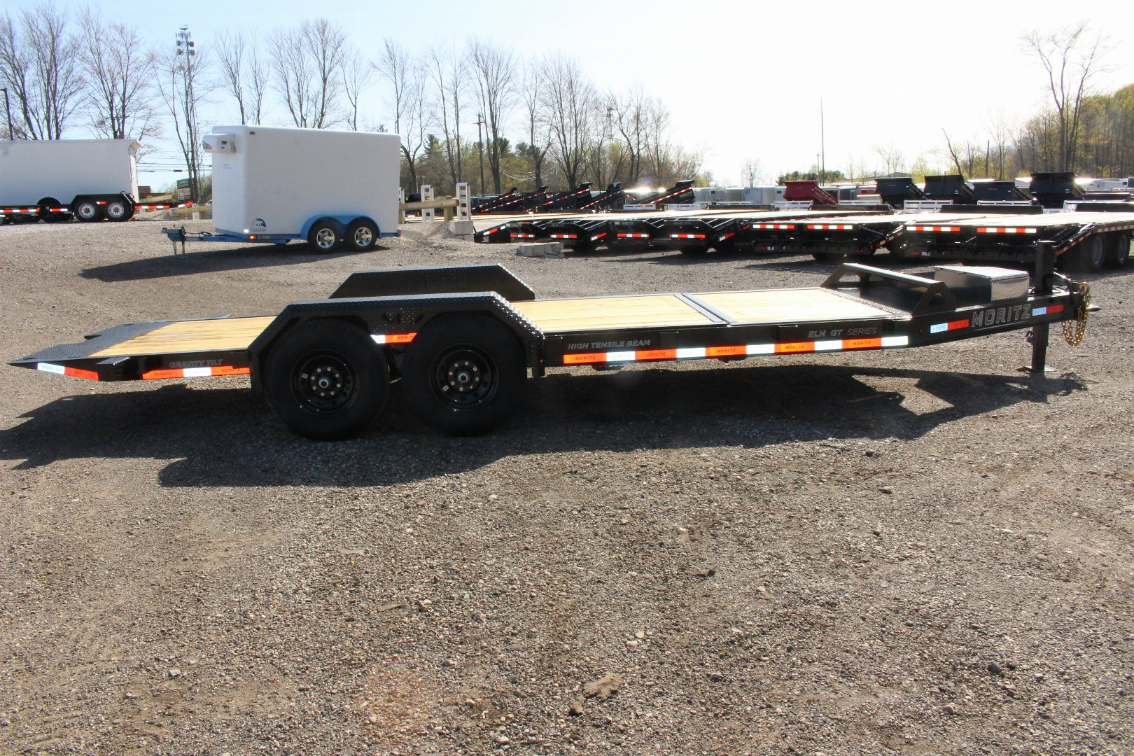 New 2025 Moritz 7' x 16' + 4' Low Pro - Gravity Tilt - Equipment Trailer - 14000# GVW