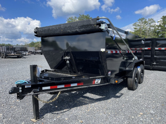 New 2026 PJ Trailers DT1J1492BSSK 7X14 LOW PRO 5 STAGE TELESCOPIC DUMP 15.4K W/4' TALL WALL Dump Trailer