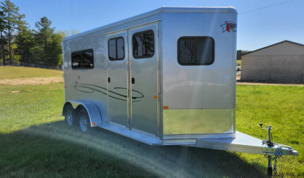 New 2023 Frontier Trailers AMBASSADOR 67  TACK 2 HORSE BUMPER PULL 7K SILVER W/BLACK GRAPHICS Stock / Stock Combo Trailer