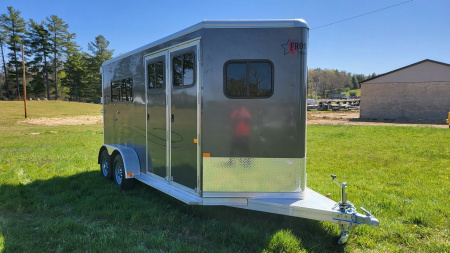 New 2023 FRONTIER Aluminum AMBAMBASSADOR 14'8  x80  67'' TACK 2 HORSE TRAILER CHARCOAL 7K GVW