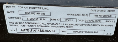 New 2025 Top Hat 14x83 UTC