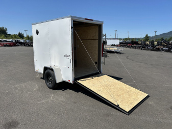 New 2025 Pace American 5X8 Outback DLX Flat Top Enclosed Trailer with Rear Ramp Door & Electric Brakes 3.5K GVWR