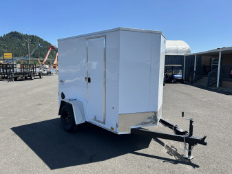 New 2025 Pace American 5X8 Outback DLX Flat Top Enclosed Trailer with Rear Ramp Door & Electric Brakes 3.5K GVWR