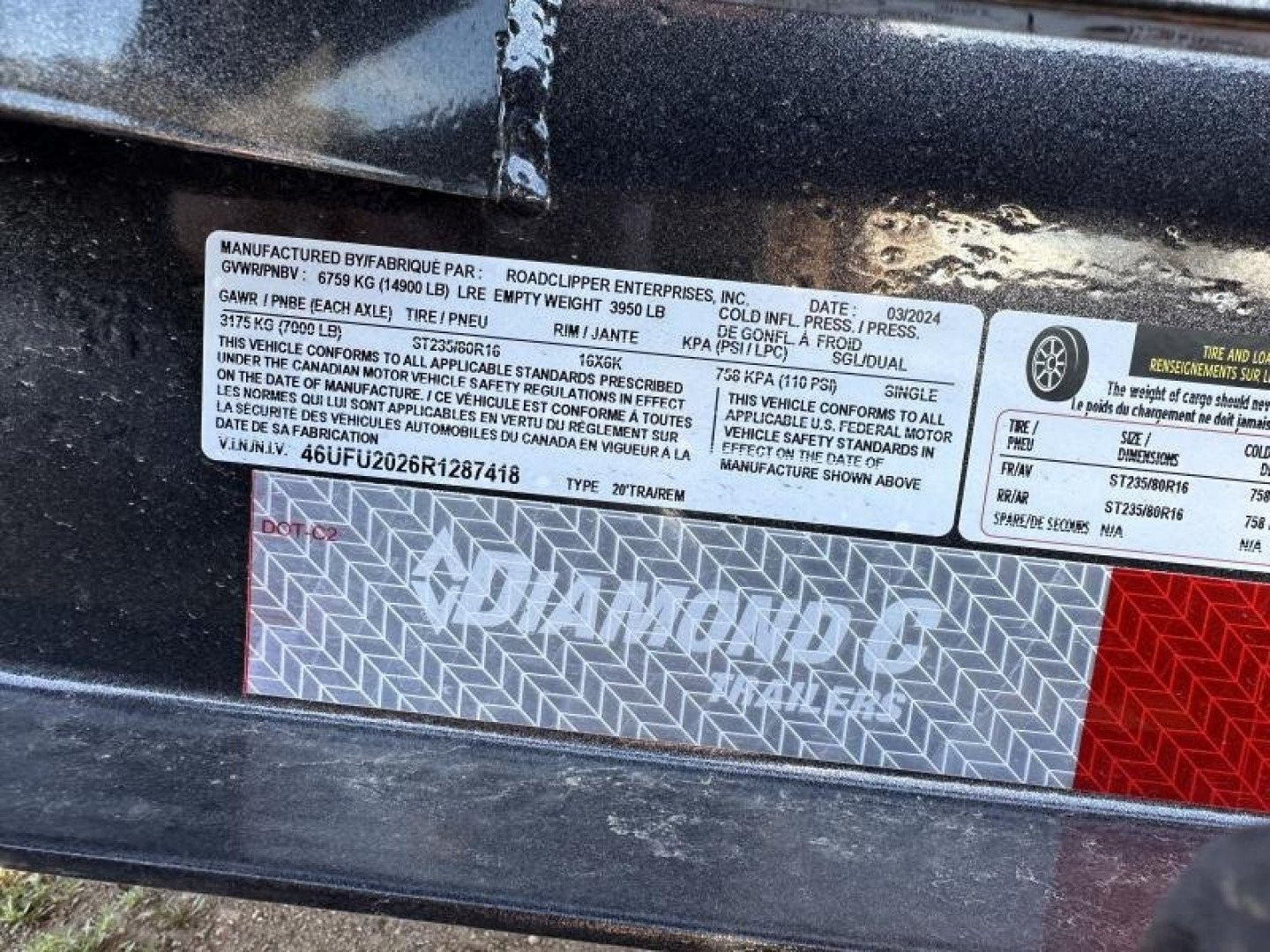 New 2024 Diamond C Trailers HDT207 Tilt Trailer