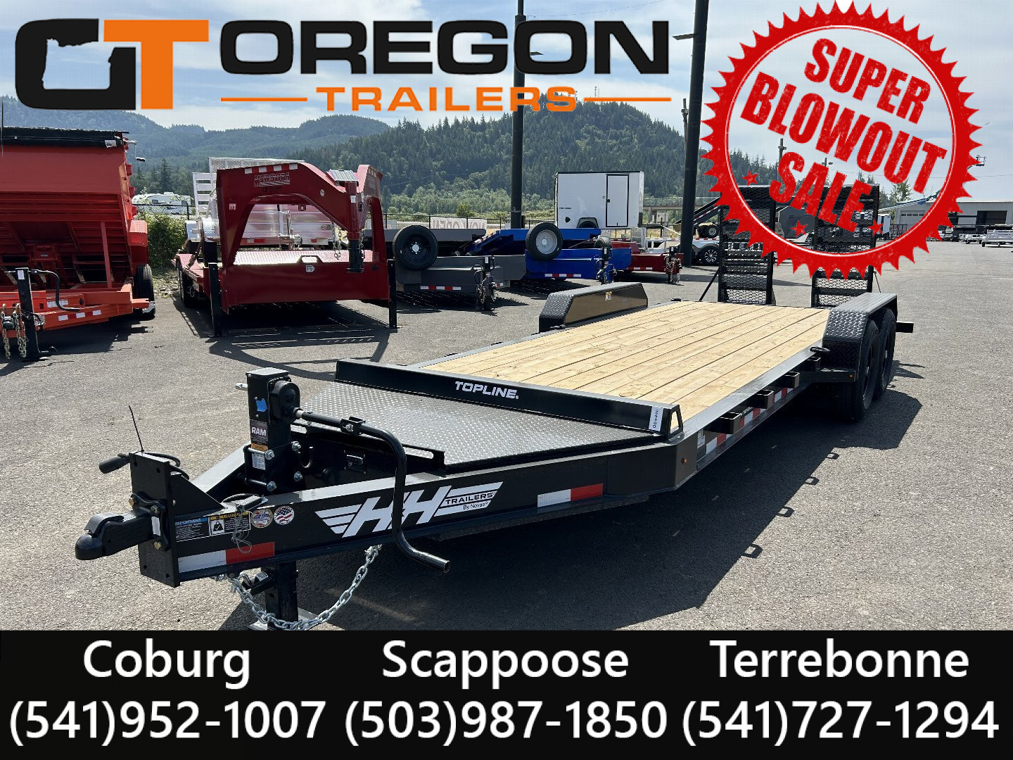 New 2025 H&H 8.5X18 Open Steel Topline I-Beam Equipment Trailer 15.4K GVWR