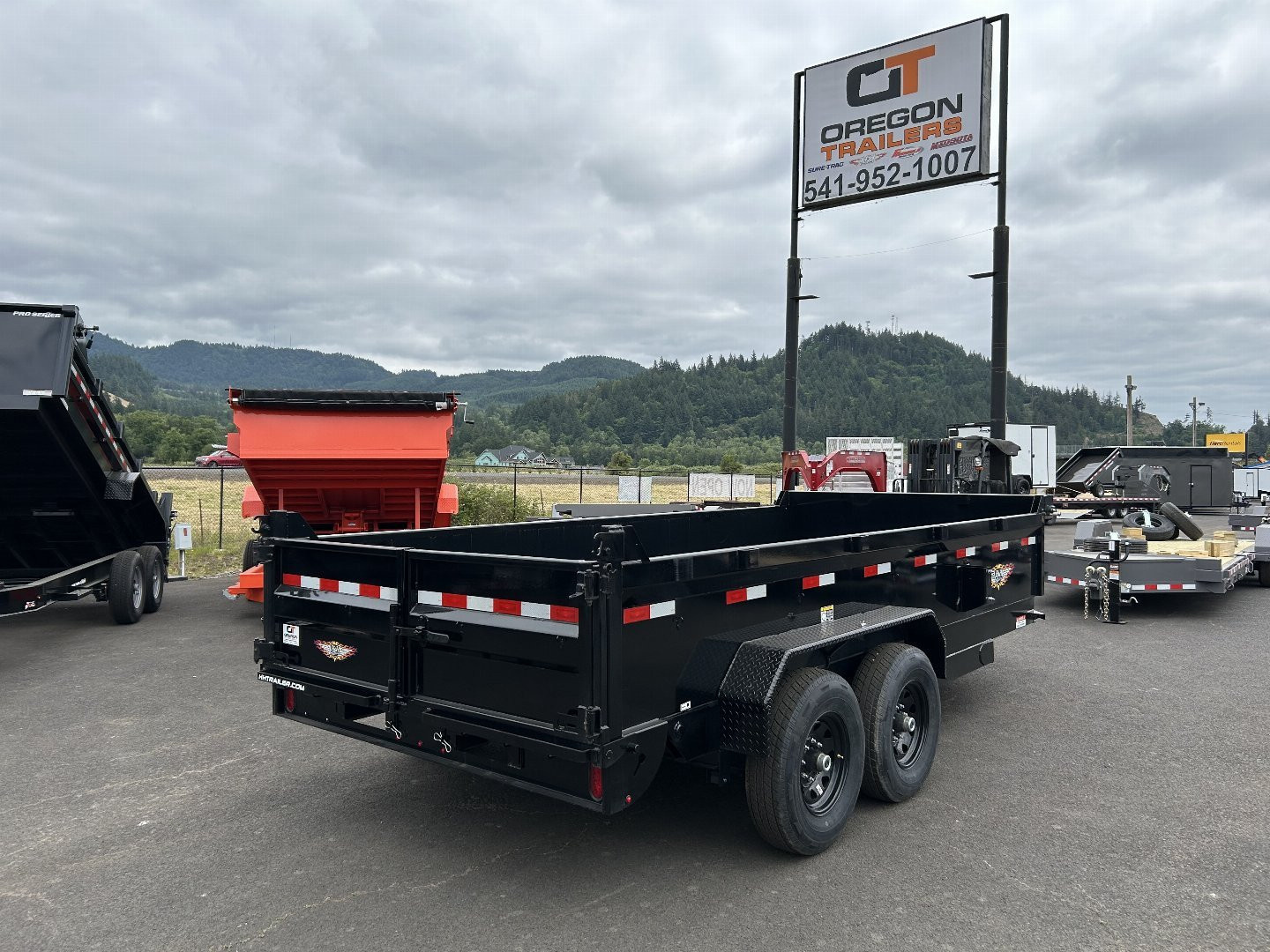 New 2025 H&H 7X16 Heavy Duty Low Pro Open Steel Scissor Dump 14K GVWR