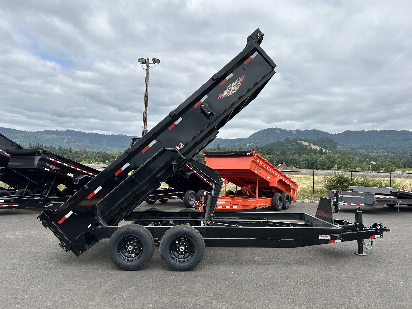New 2025 H&H 7X16 Heavy Duty Low Pro Open Steel Scissor Dump 14K GVWR
