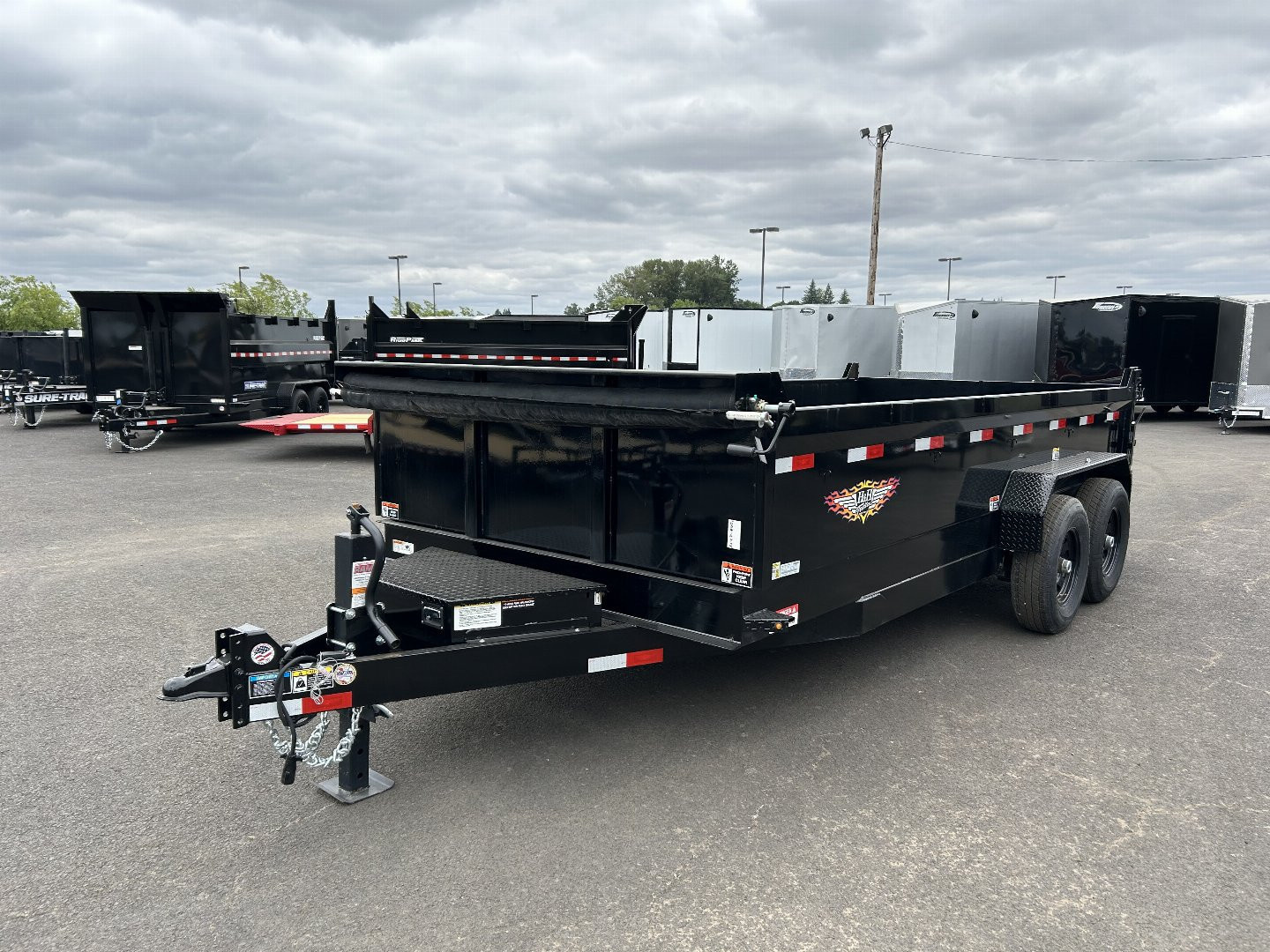 New 2025 H&H 7X16 Heavy Duty Low Pro Open Steel Scissor Dump 14K GVWR