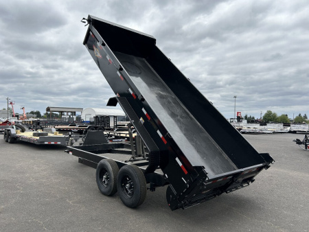 New 2025 H&H 7X16 Heavy Duty Low Pro Open Steel Scissor Dump 14K GVWR