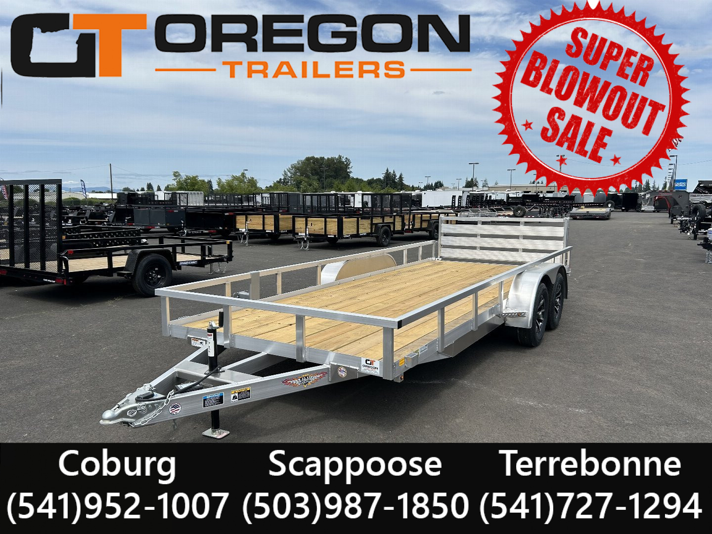 New 2025 H&H 7X18 Open Aluminum Utility Trailer 7K GVWR