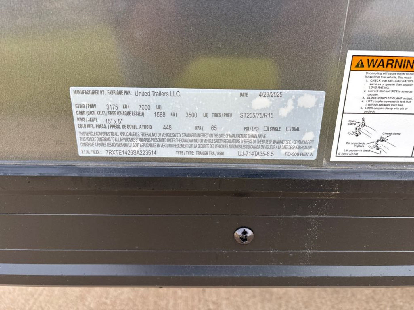 New 2025 United Trailers UJ-714TA35-8.5 Cargo / Enclosed Trailer