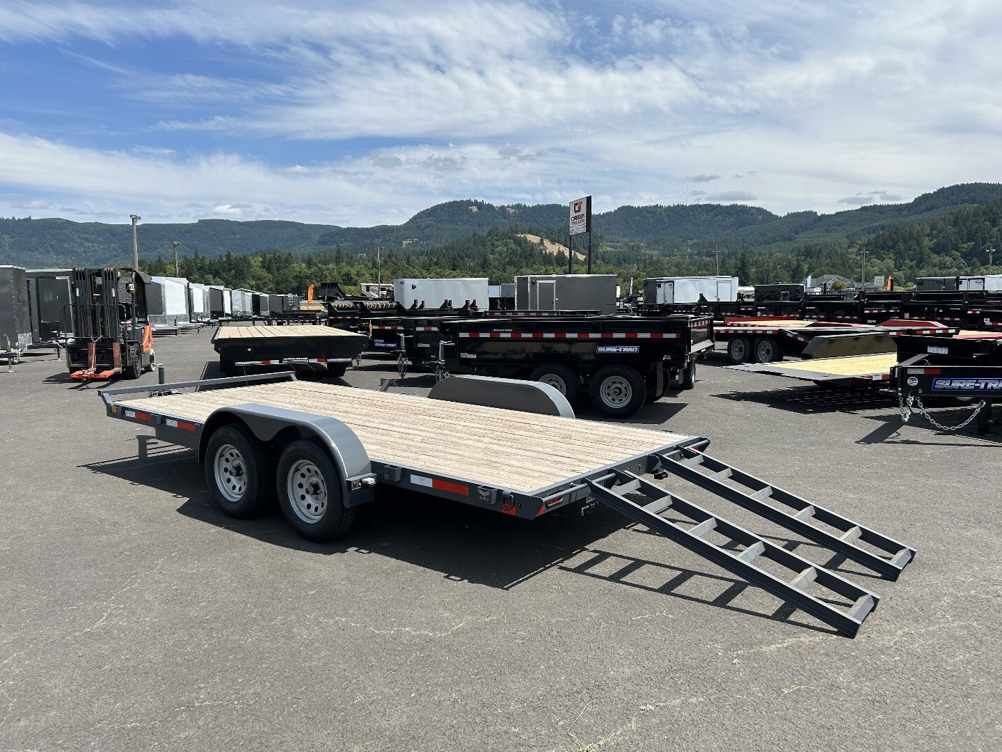 New 2025 Eagle Open 7x16 Steel Carhauler Flatbed Trailer 7K GVWR