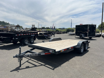 New 2025 Eagle Open 7x16 Steel Carhauler Flatbed Trailer 7K GVWR