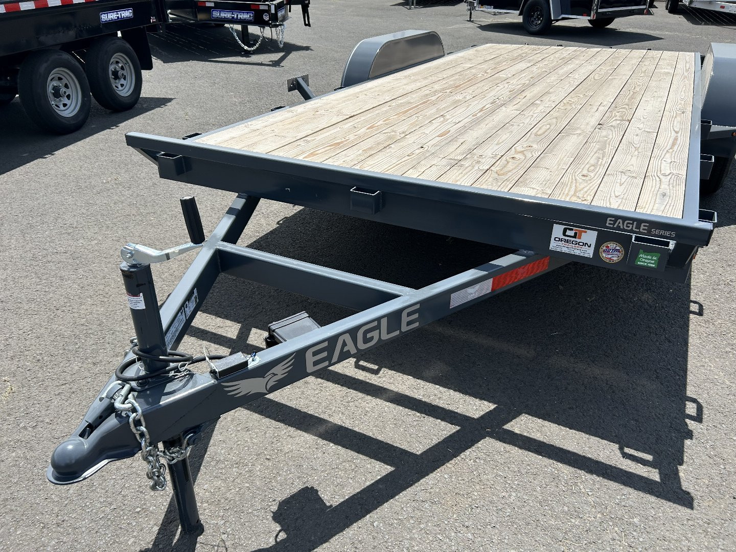New 2025 Eagle 7x16 Open Steel Carhauler Flatbed Trailer 7K GVWR
