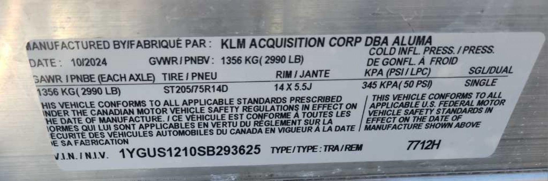 New 2025 Aluma 7712H-S-TG Utility Trailer