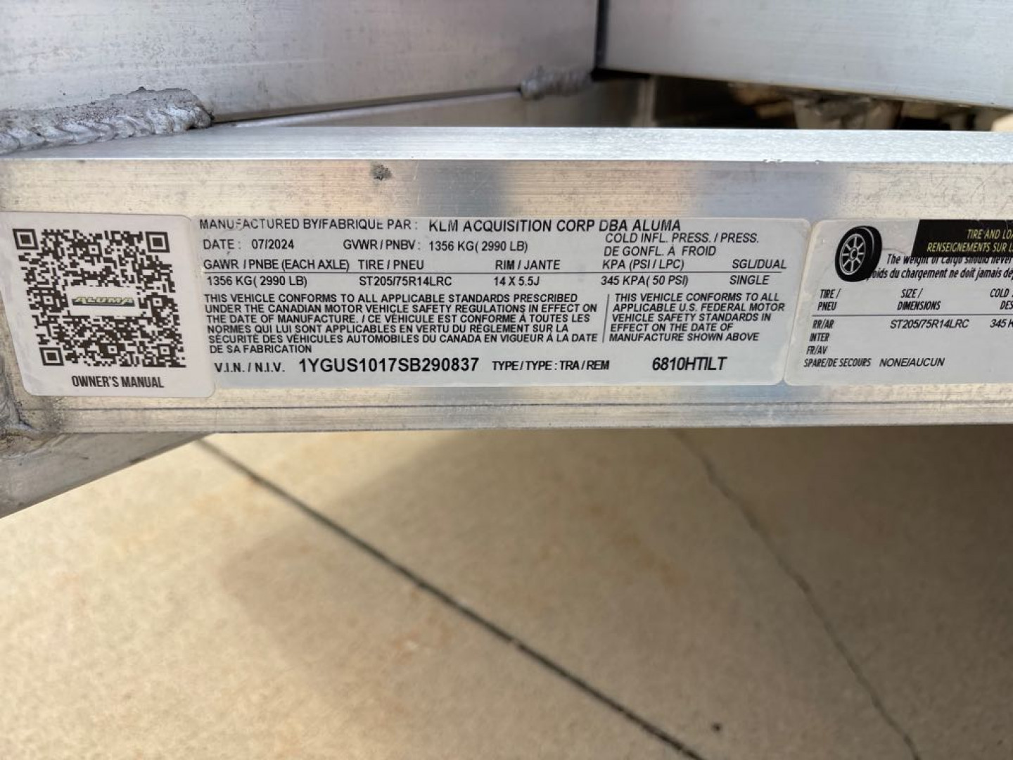 New 2025 Aluma 6810H-TILT-S Utility Trailer