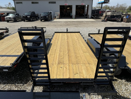 New 2024 AMO UC182 Equipment Trailer 82X18 TA (GVW:9990) STANDUP RAMPS BLACK