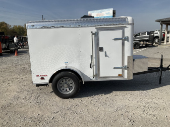 New 2025 Cargo Mate BL58SA Cargo/Enclosed Trailer 5X8 SA RAMP DOOR (GVW:2990) WHITE
