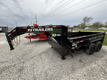 New 2025 PJ Trailers DL122 Dump Trailer 83X12 TA GOOSENECK (GVW:14000) BLACK