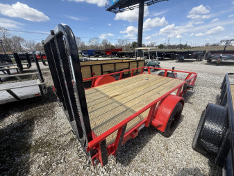 New 2025 RAWMAXX UTX1277BP3.5K Utility Trailer 77X12 SA (GVW:2900) RUBY RED/BLACK