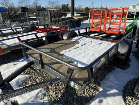 New 2025 RAWMAXX UTX1277BP3.5K Utility Trailer 77X12 SA (GVW:3500) ARMOR GRAY